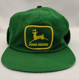 Vintage John Deere Winter Trapper Hat w/ Ear Flaps, Size 6 7/8 - 7 1/2